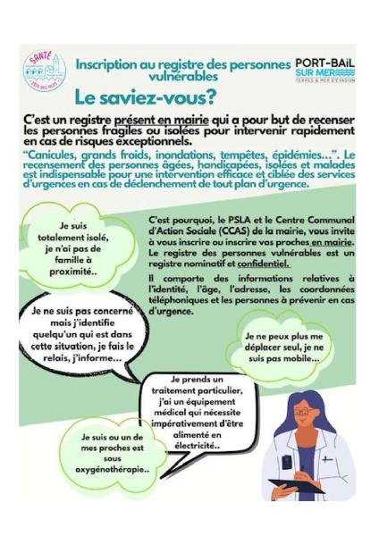 Inscription au registre des personnes vuln�rables