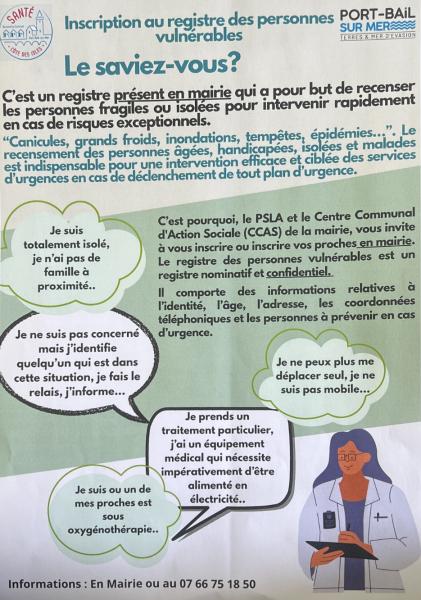 Inscription au registre des personnes vulnérables