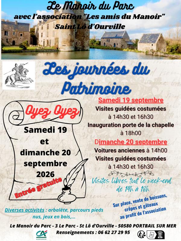 JOURNEES du PATRIMOINE au manoir du Parc JOURNEES du PATRIMOINE au manoir du Parc