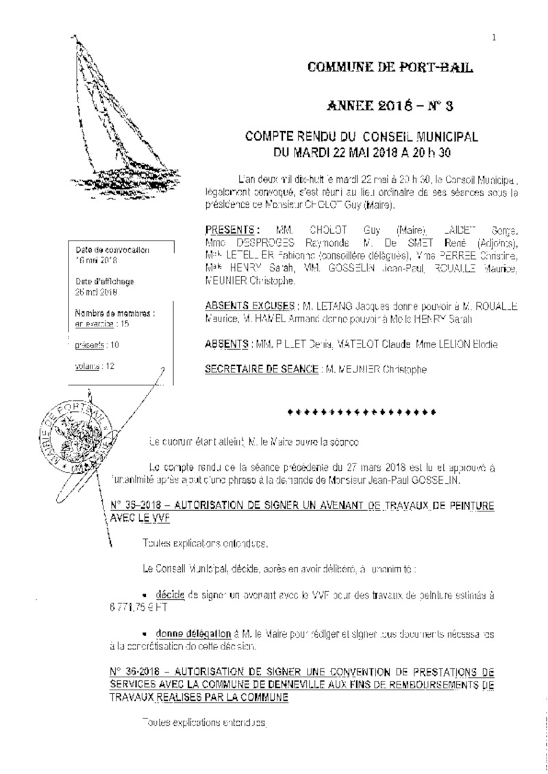 COMPTE RENDU CONSEIL MUNICIPAL