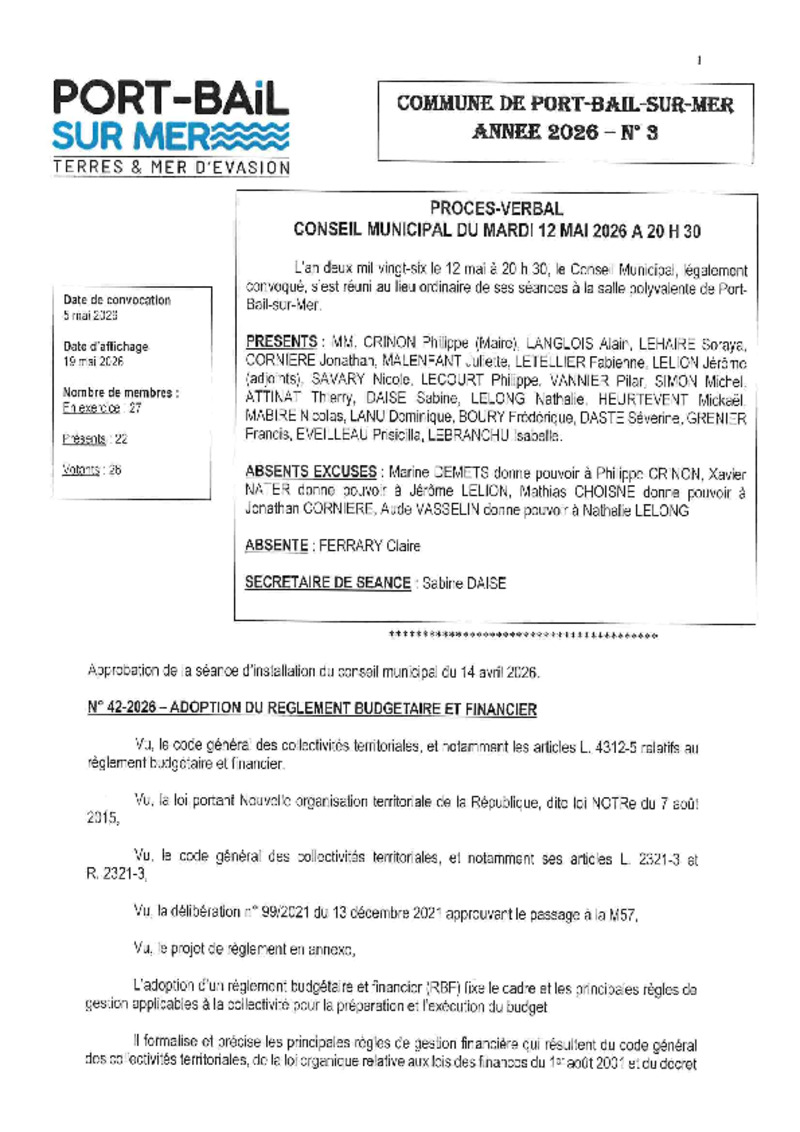 Compte rendu conseil municipal