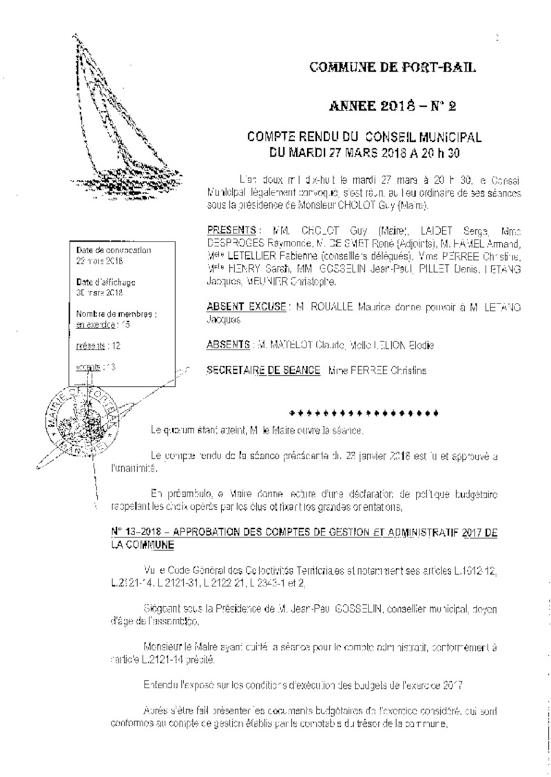 COMPTE RENDU CONSEIL MUNICIPAL