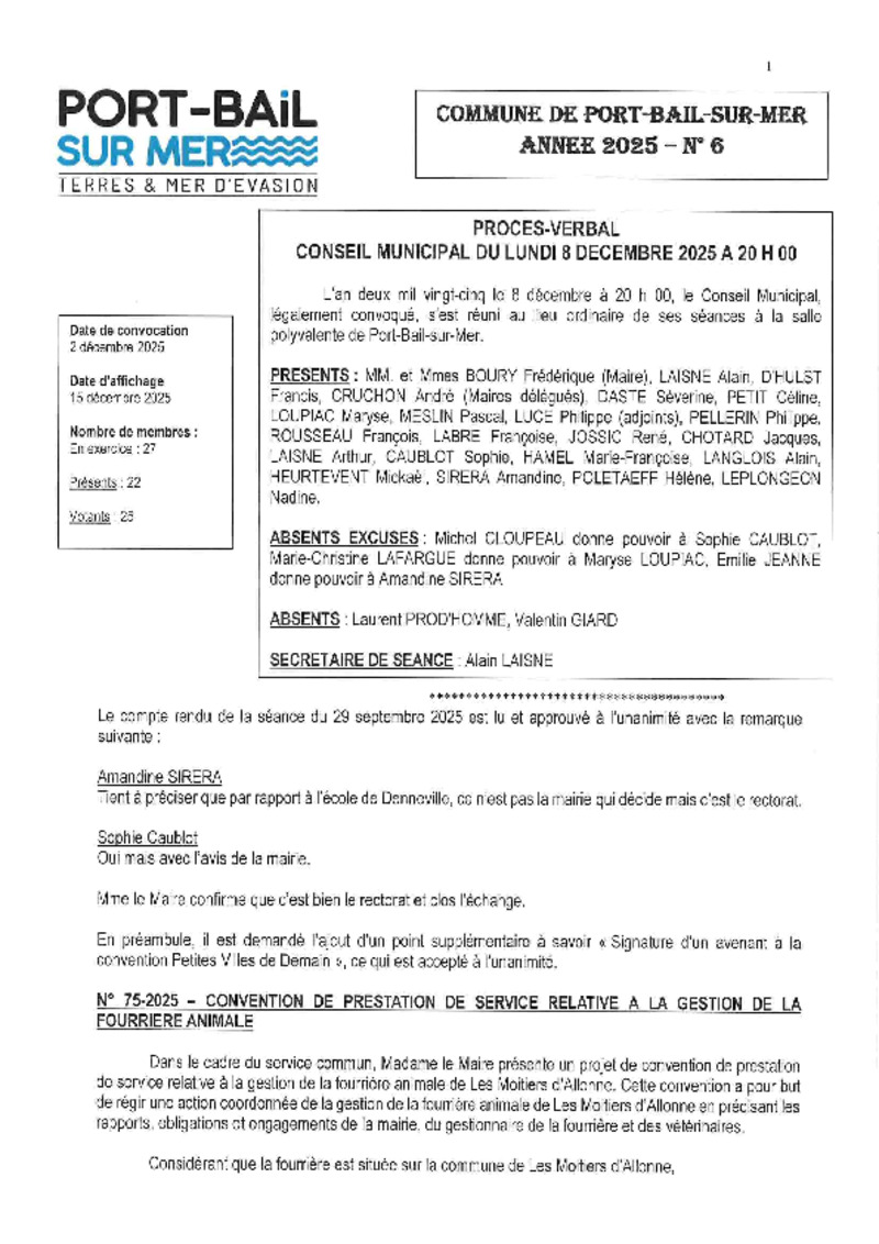 Compte rendu conseil municipal Compte rendu conseil municipal