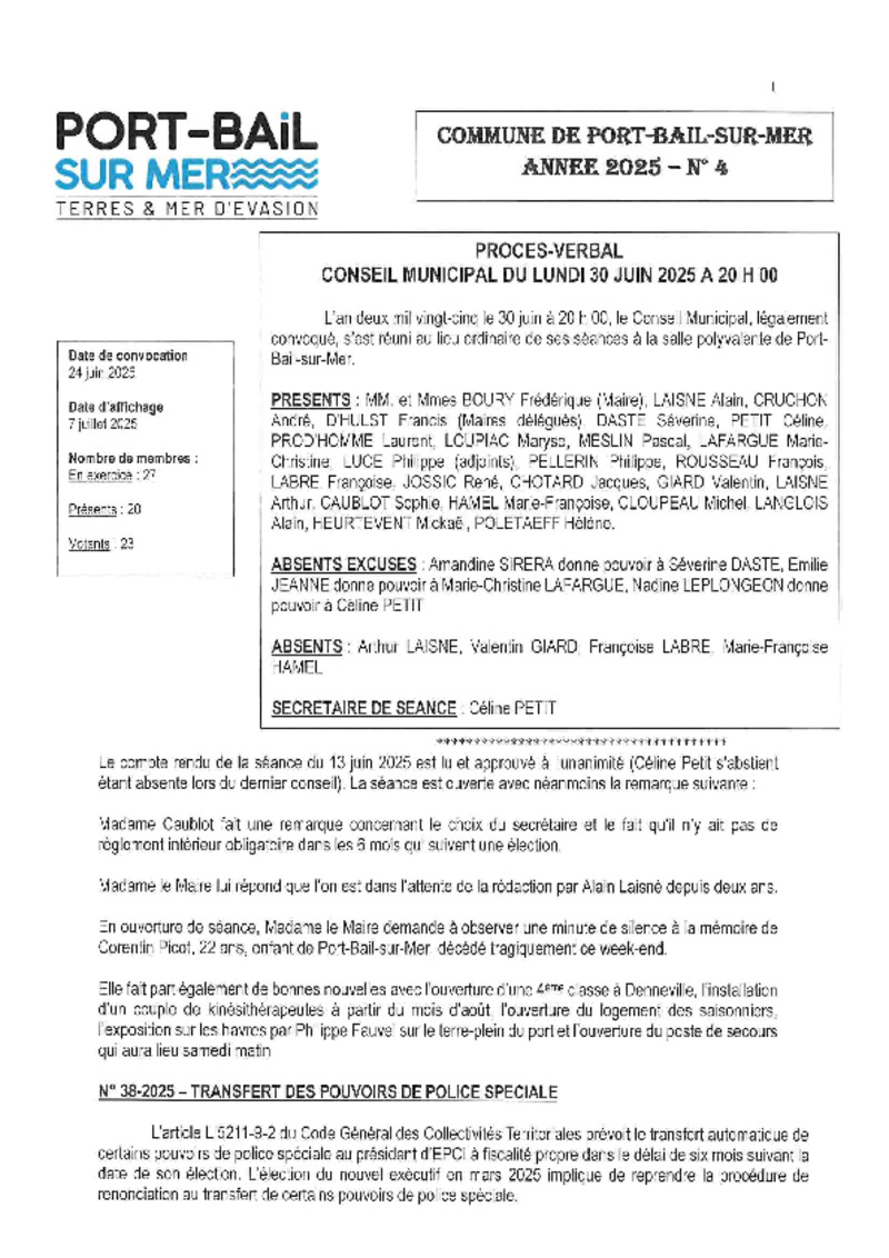 Conseil municipal du 30 juin 2025 Conseil municipal du 30 juin 2025