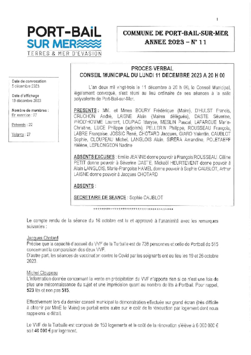 Compte rendu conseil municipal