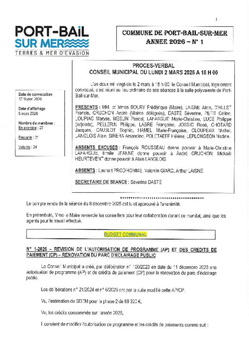 conseil du 02 mars 2026